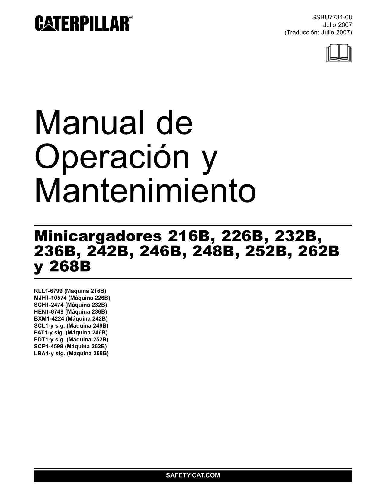 Caterpillar 216B 226B 232B 236B 242B 246B Cargador Manual de Operación Español