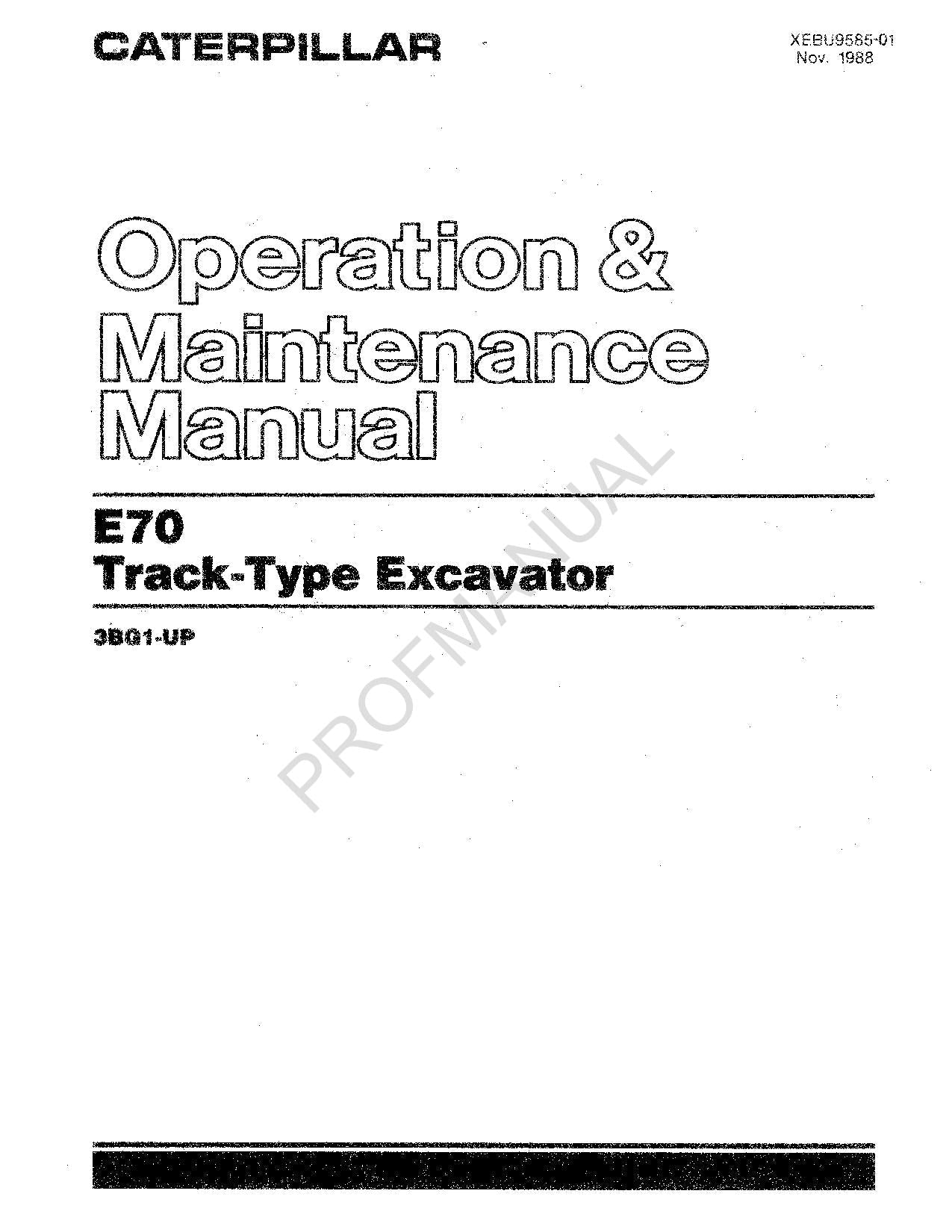 Manual de mantenimiento del operador de la excavadora de cadenas Caterpillar E70
