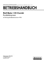 New Holland Roll Baler 125 Combi Rundballenpresse Betriebsanleitung Ab 4946