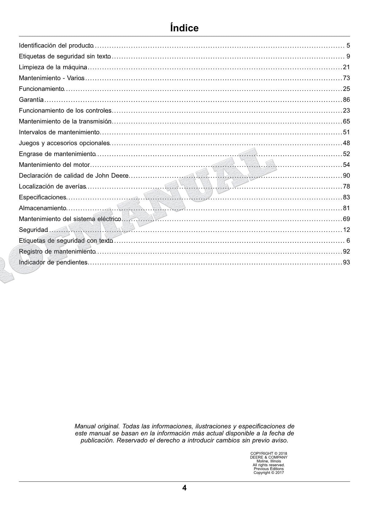 John Deere X730 X734 X738 X739 Tractor Manual del Operador Español SN 070001-