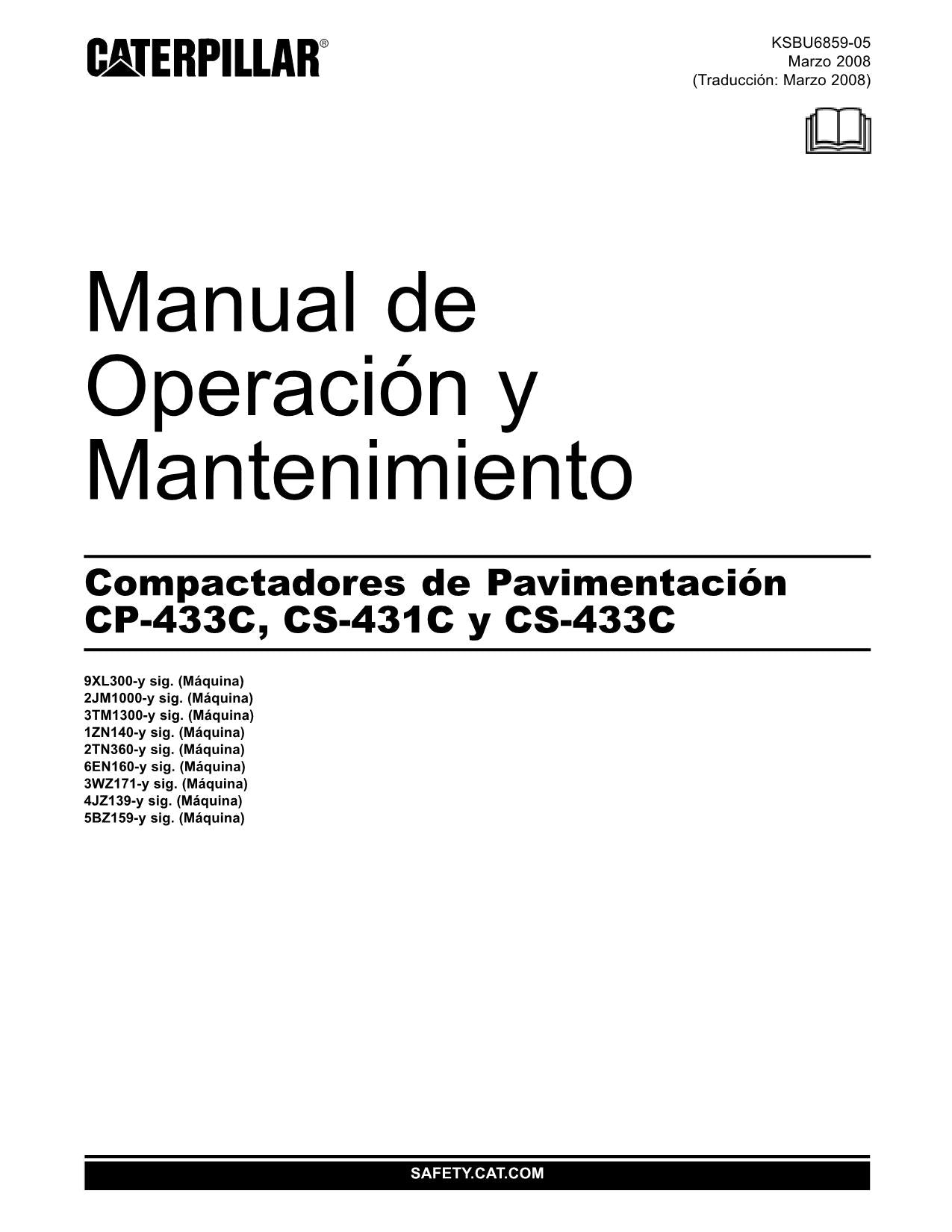 Caterpillar CP 433C CS 431C CS 433C Compactadora Manual de Operación Español