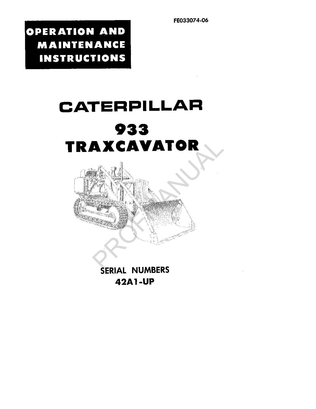 Caterpillar Cat 933 Traxcavator Operators Maintenance Manual