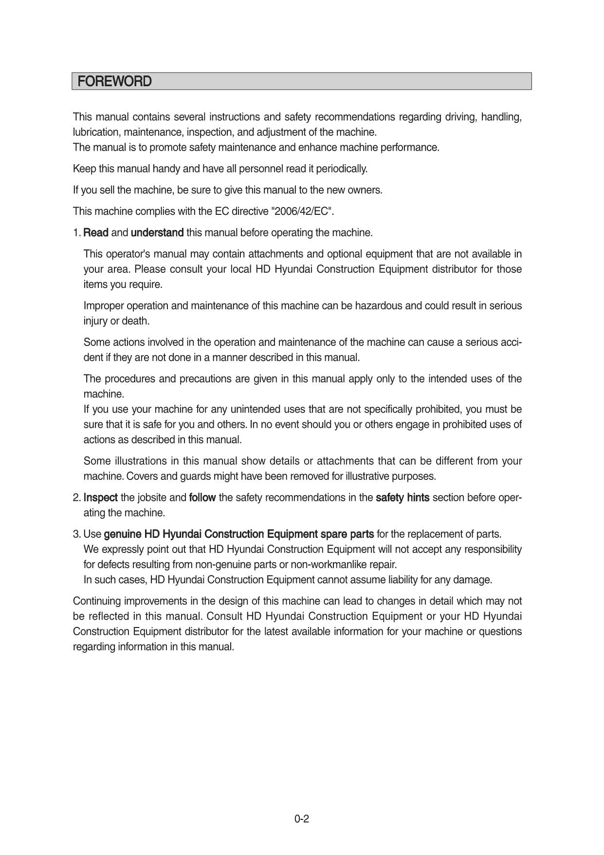 Hyundai HL960A HL960A HD WHEEL LOADER Operators Maintenance Manual