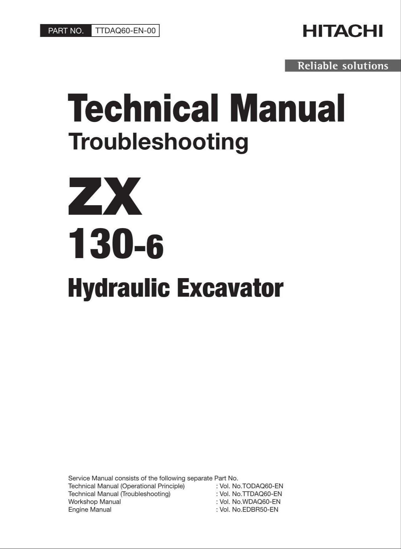 HITACHI ZAXIS ZX130-6 Excavator Troubleshooting +Schematic Technical Manual