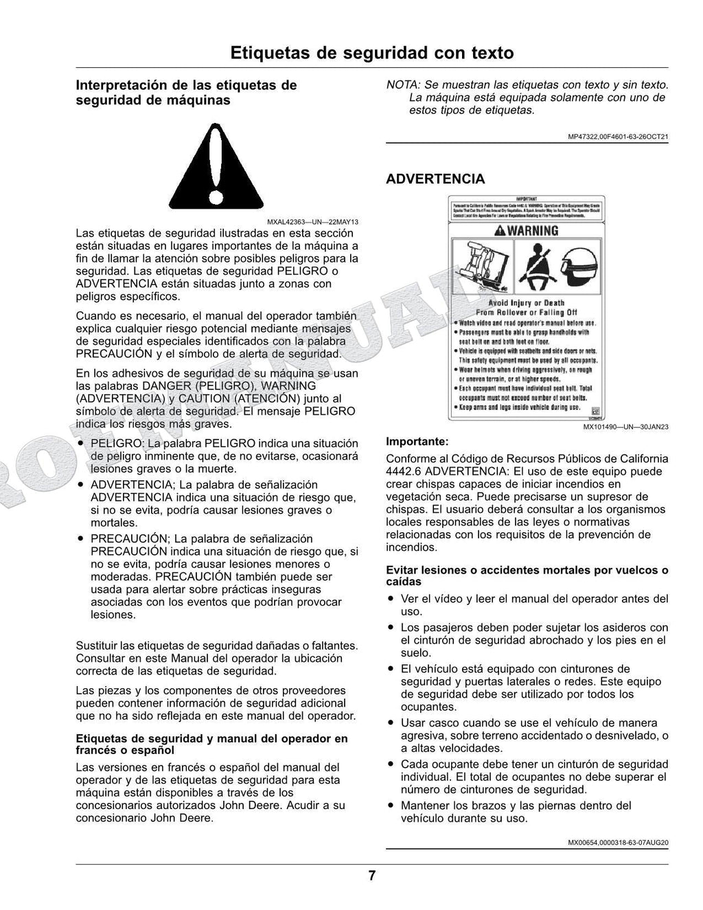 John Deere XUV 590M S4 XUV 590E S4 cocodrilo Manual del operador SN 050001-