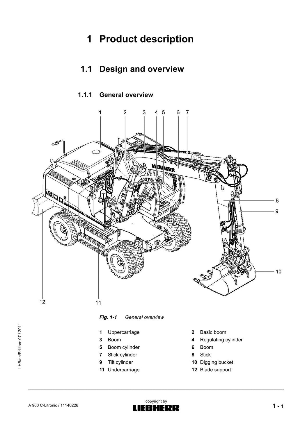 Liebherr A900 C-Litronic Excavator Operators manual