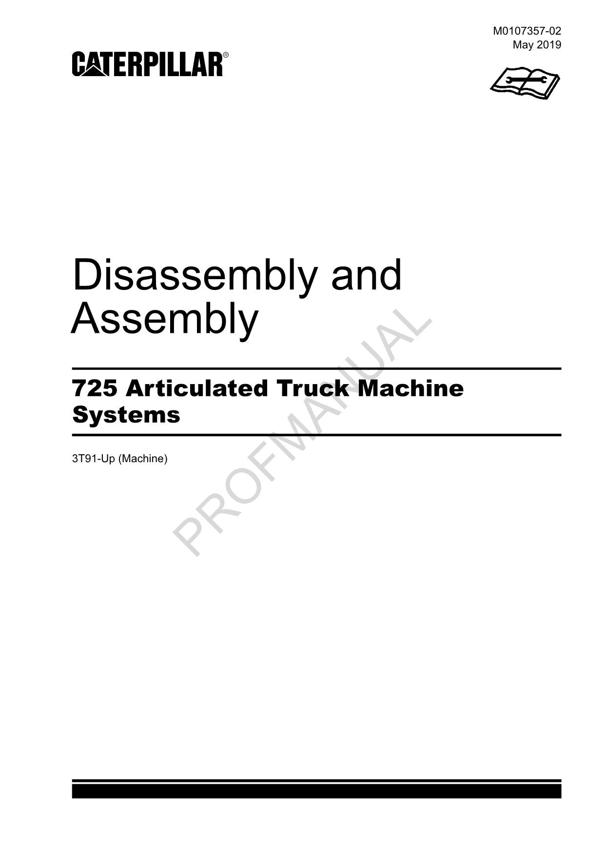 Caterpillar 725 Articulated Truck Disassembly Assembly Service Manual
