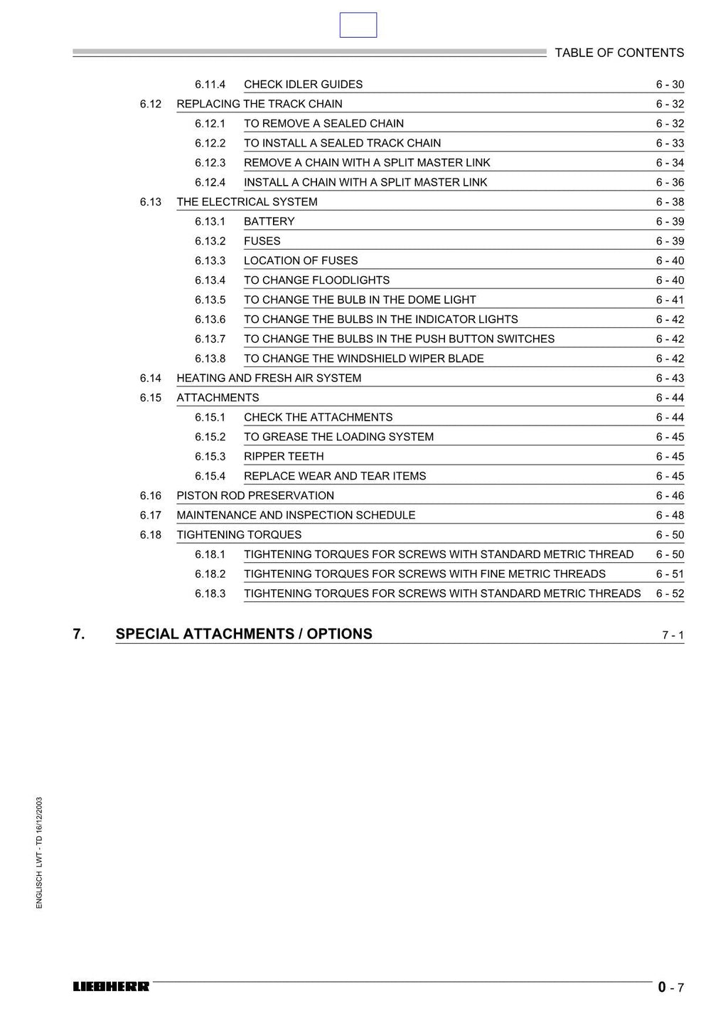 Liebherr LR611 CRAWLER LOADER Operators manual