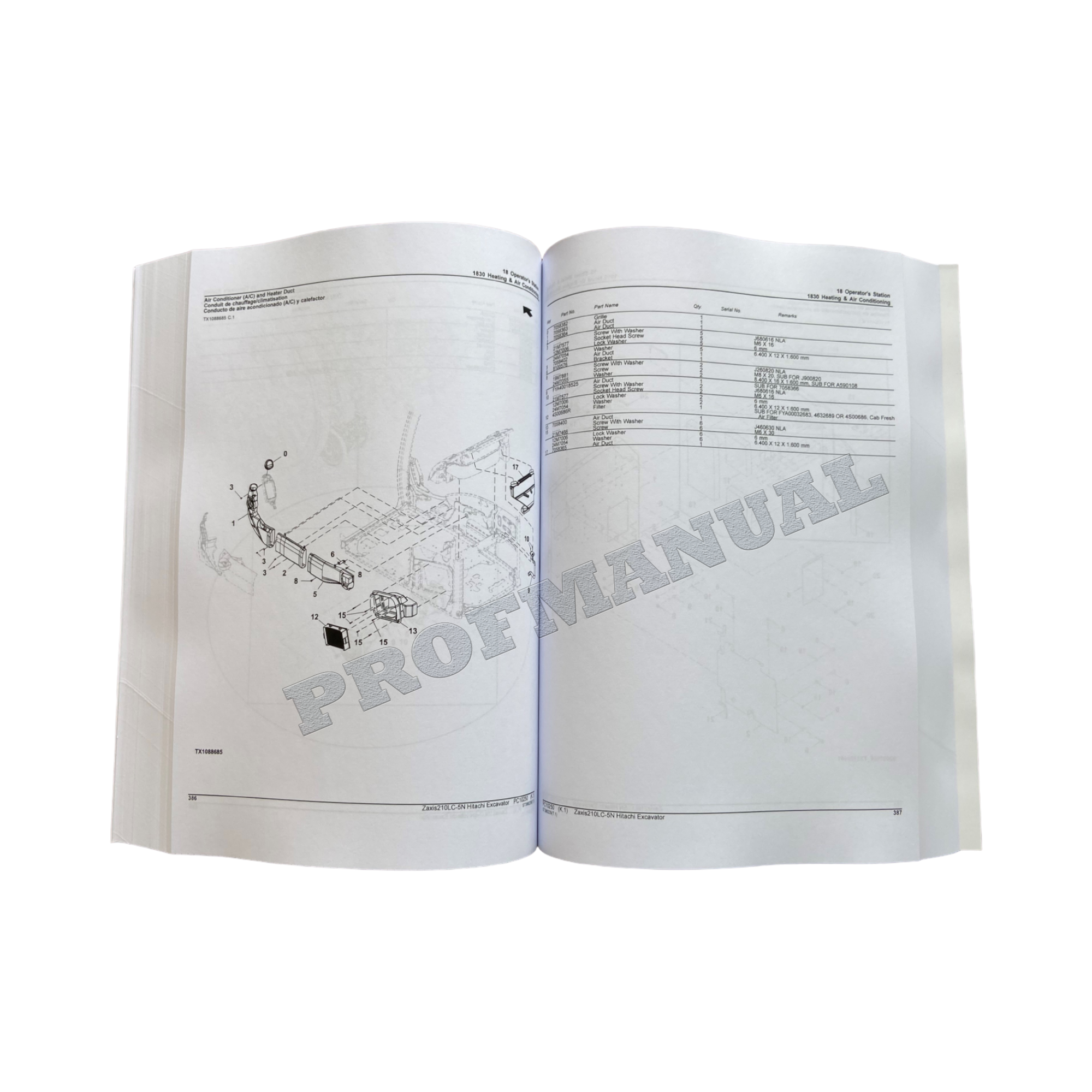 Hitachi ZAXIS 210-5N ZAXIS 210LC-5N excavator parts catalog manual