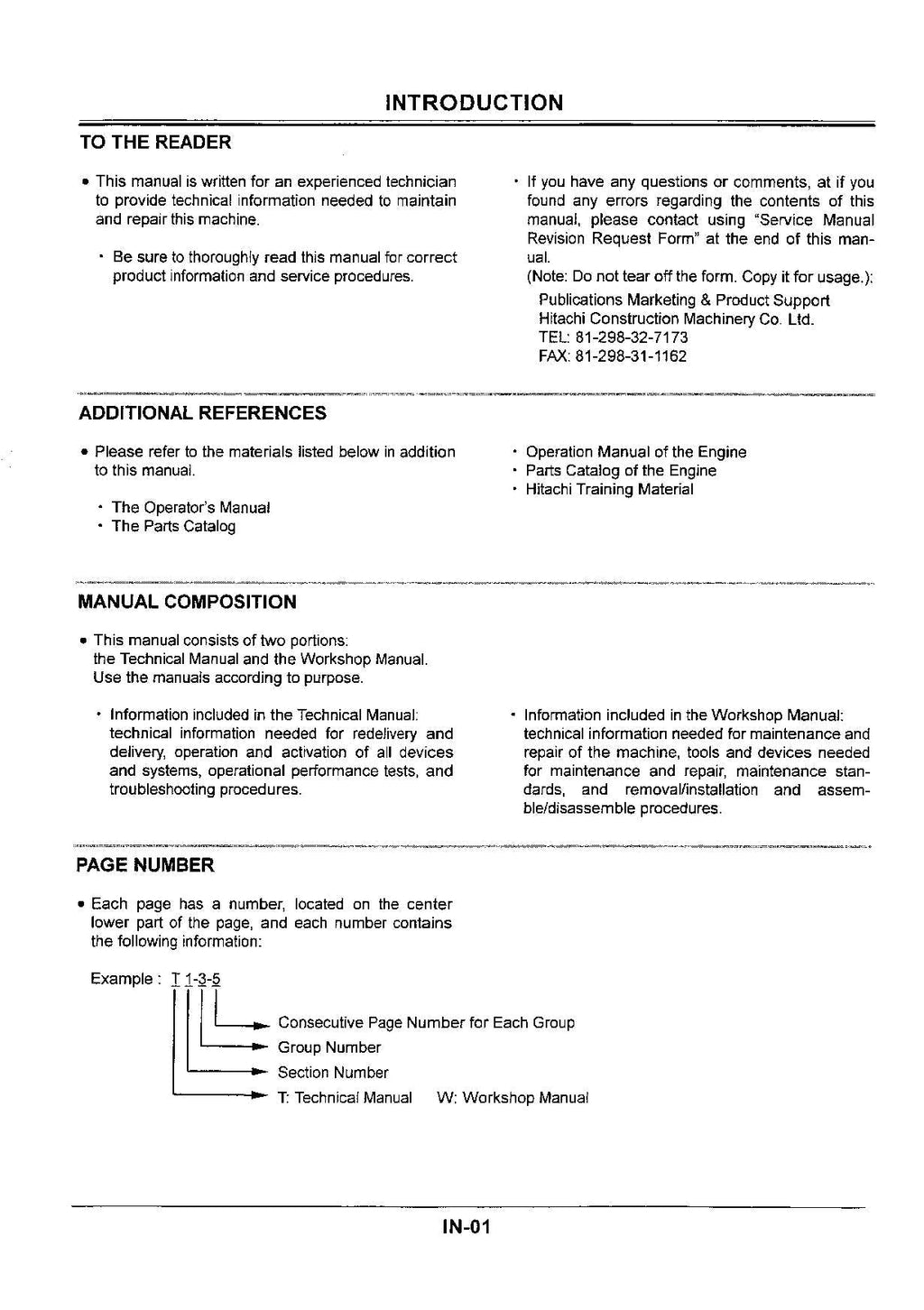Hitachi EX33U Excavator Operational Test Troubleshooting Service manual