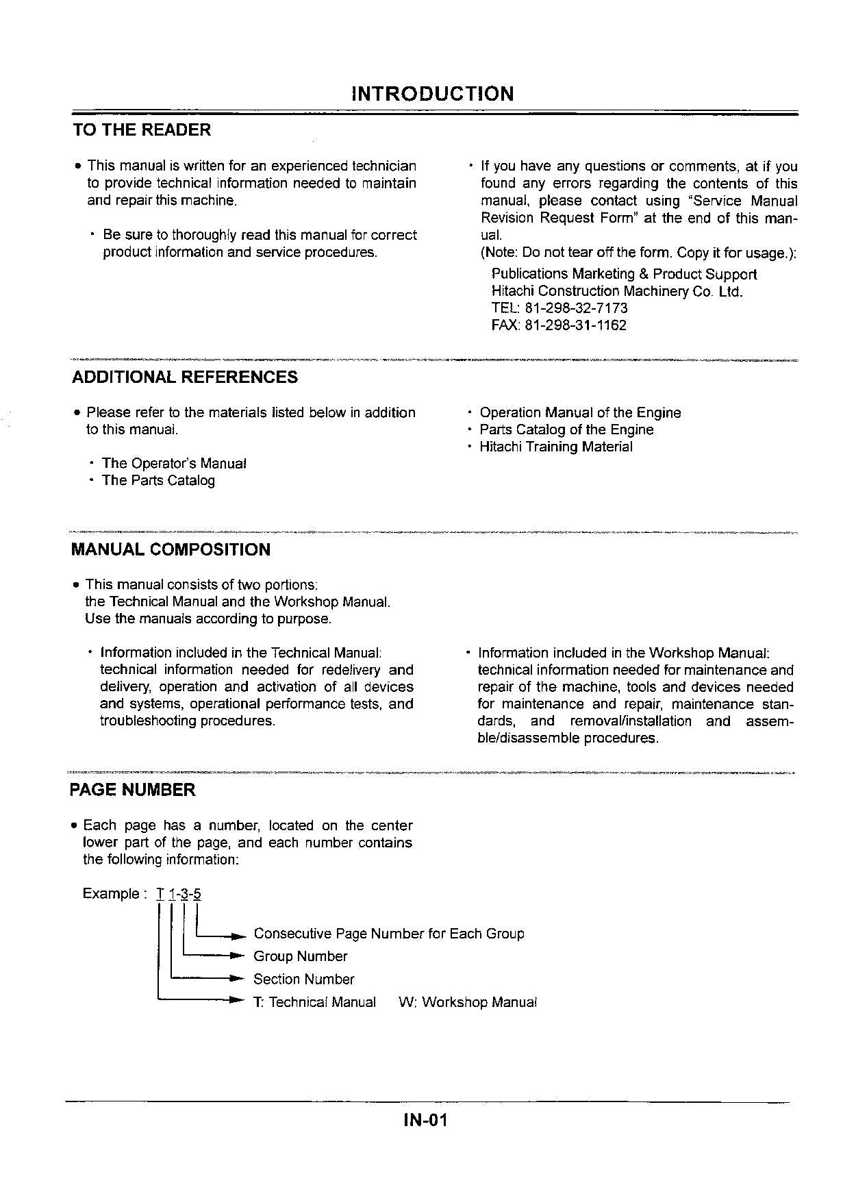 Hitachi EX33U Excavator Operational Test Troubleshooting Service manual