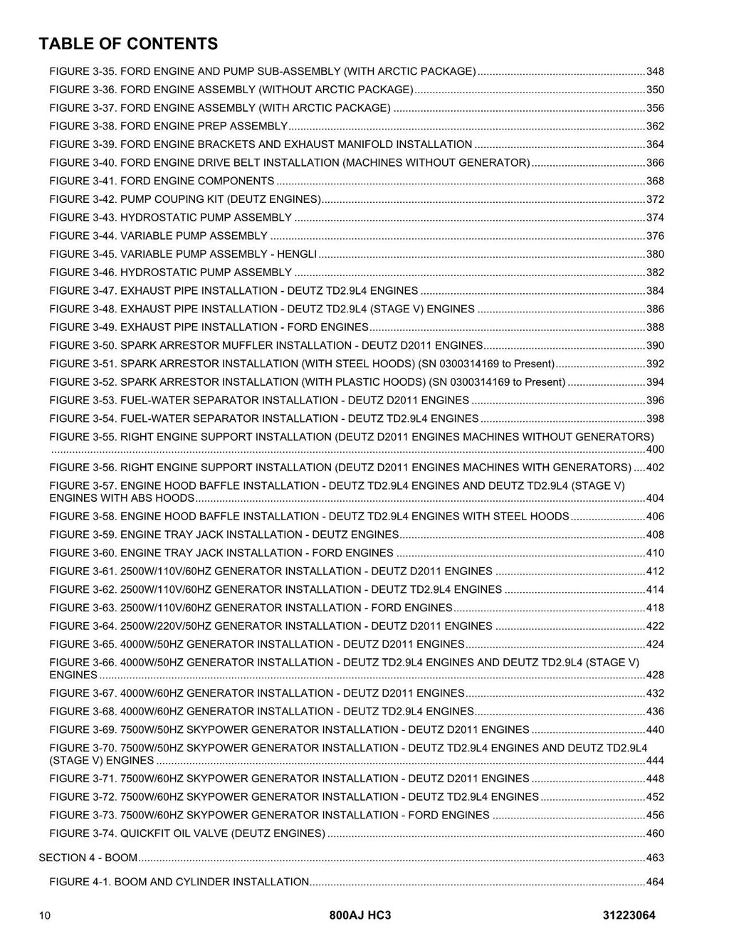 JLG 800AJ HC3 Boom Lift Parts Catalog Manual