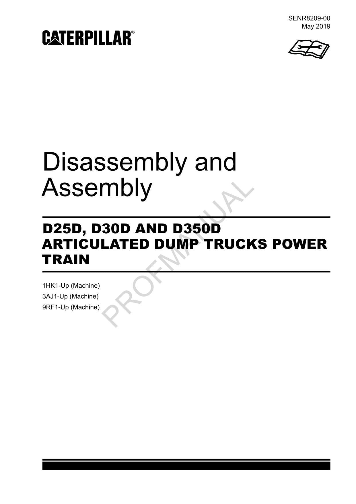 Caterpillar D25D D30D D350D DUMP TRUCK POWER TRAIN Disassem Assem Service Manual