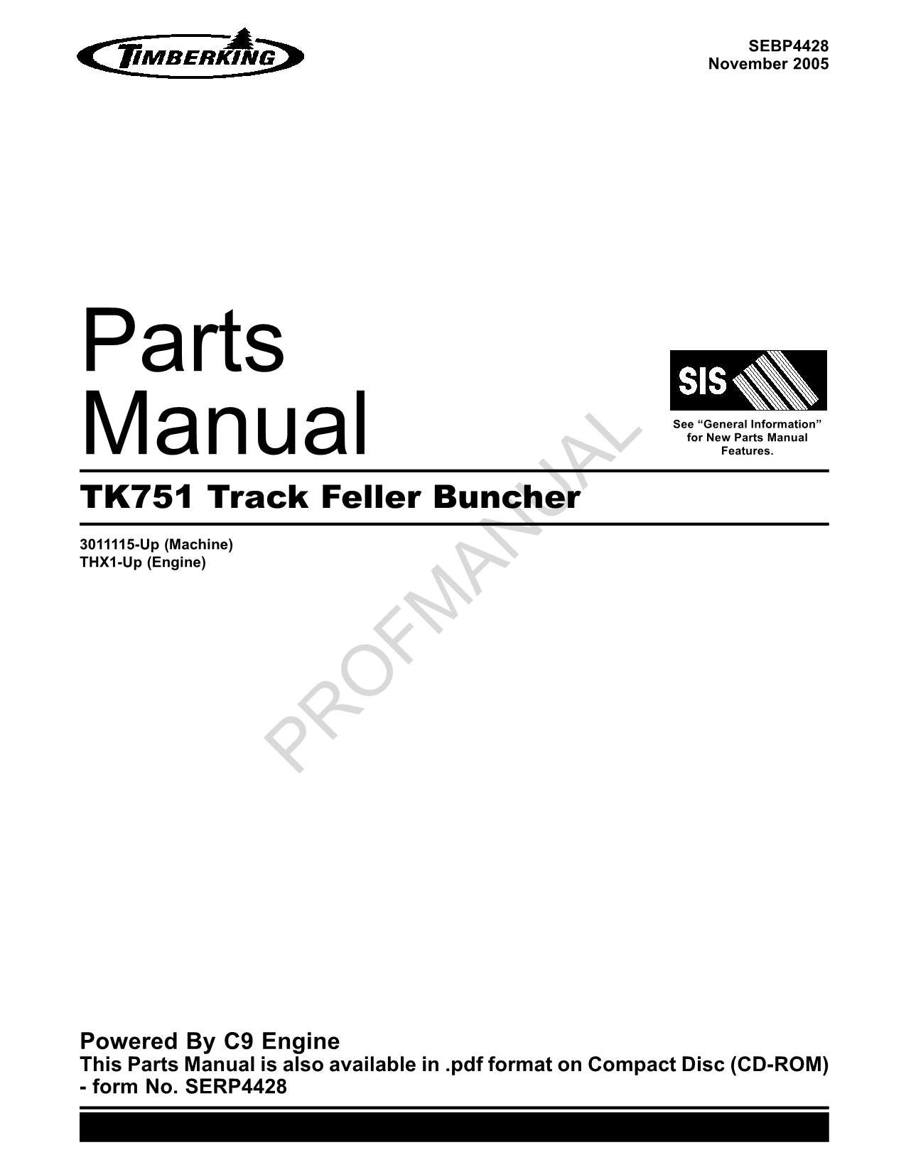 Manual del catálogo de piezas de la taladora apiladora de cadenas Caterpillar TK751 3011115-Up THX1-up