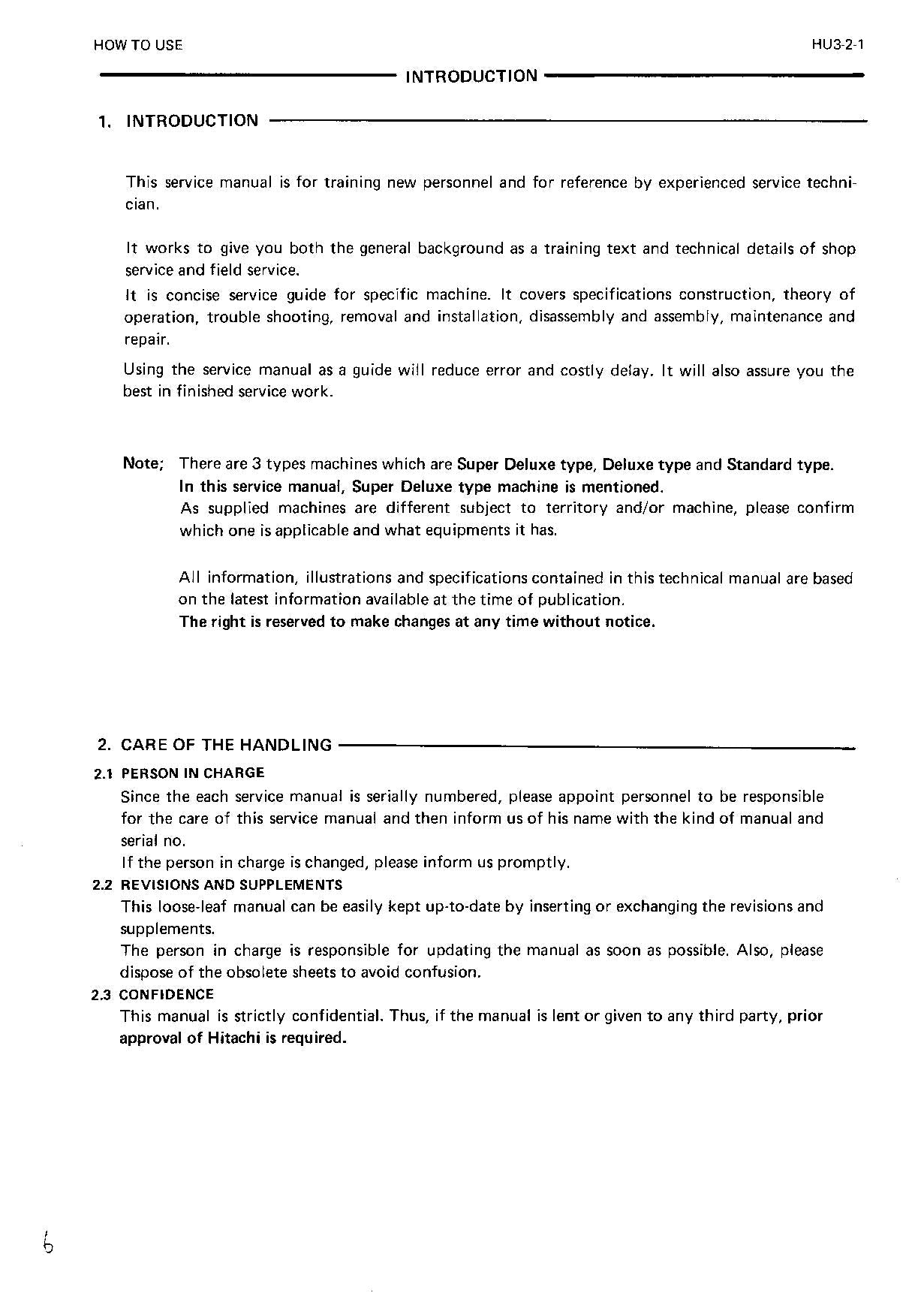 HITACHI EX90 Excavator Service Manual
