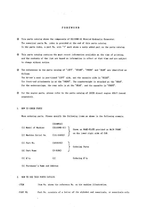 Manual del catálogo de piezas de la excavadora Hitachi EX100WD-3