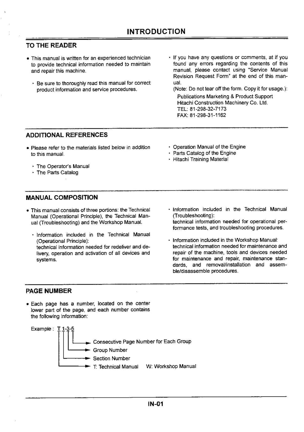 HITACHI EX135USR Excavator Operational Principle Technical Manual