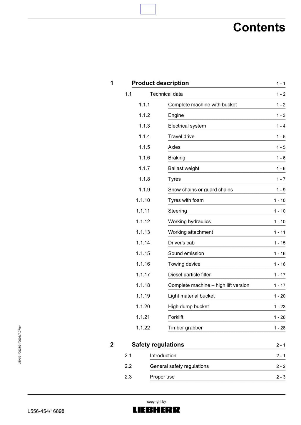 Liebherr L556 2plus2 Wheel Loader Operators manual