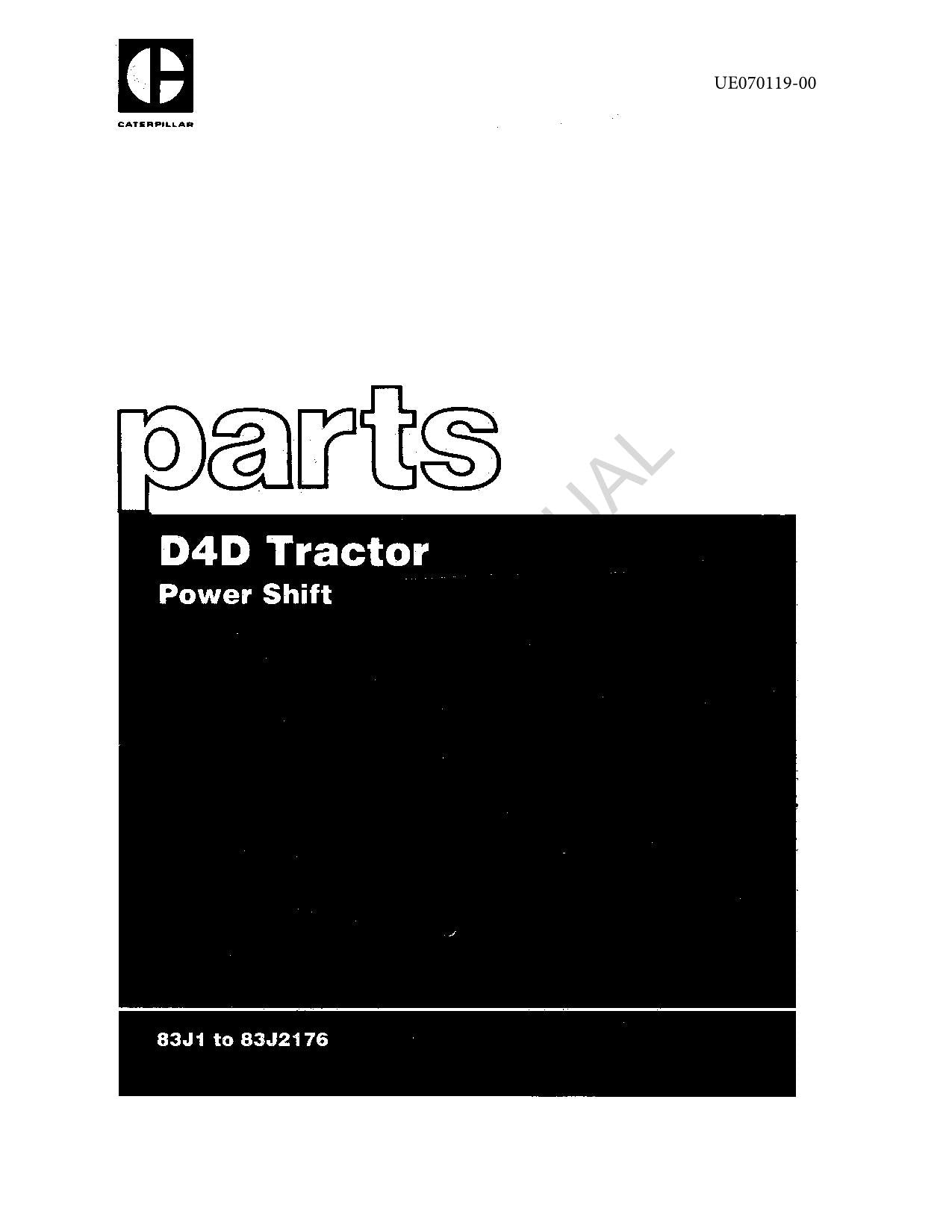 Caterpillar Cat D4D Tractor Parts Parts Catalog Manual ser 83J1-83J2176
