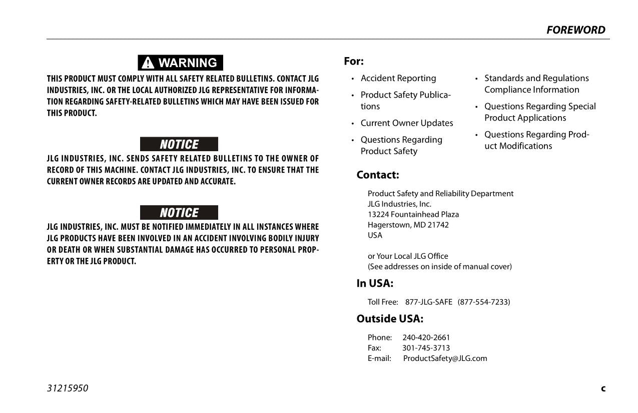 Manual del operador de mantenimiento y operación de la plataforma elevadora JLG E300AJ E300AJP 31215950