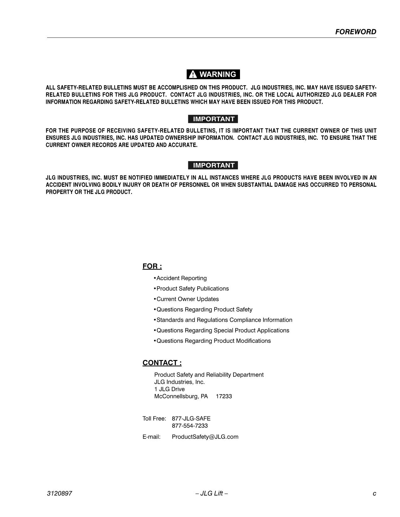 Manual del operador de mantenimiento y operación de plataformas elevadoras JLG 600SC 600SJC 660SJC 3120897