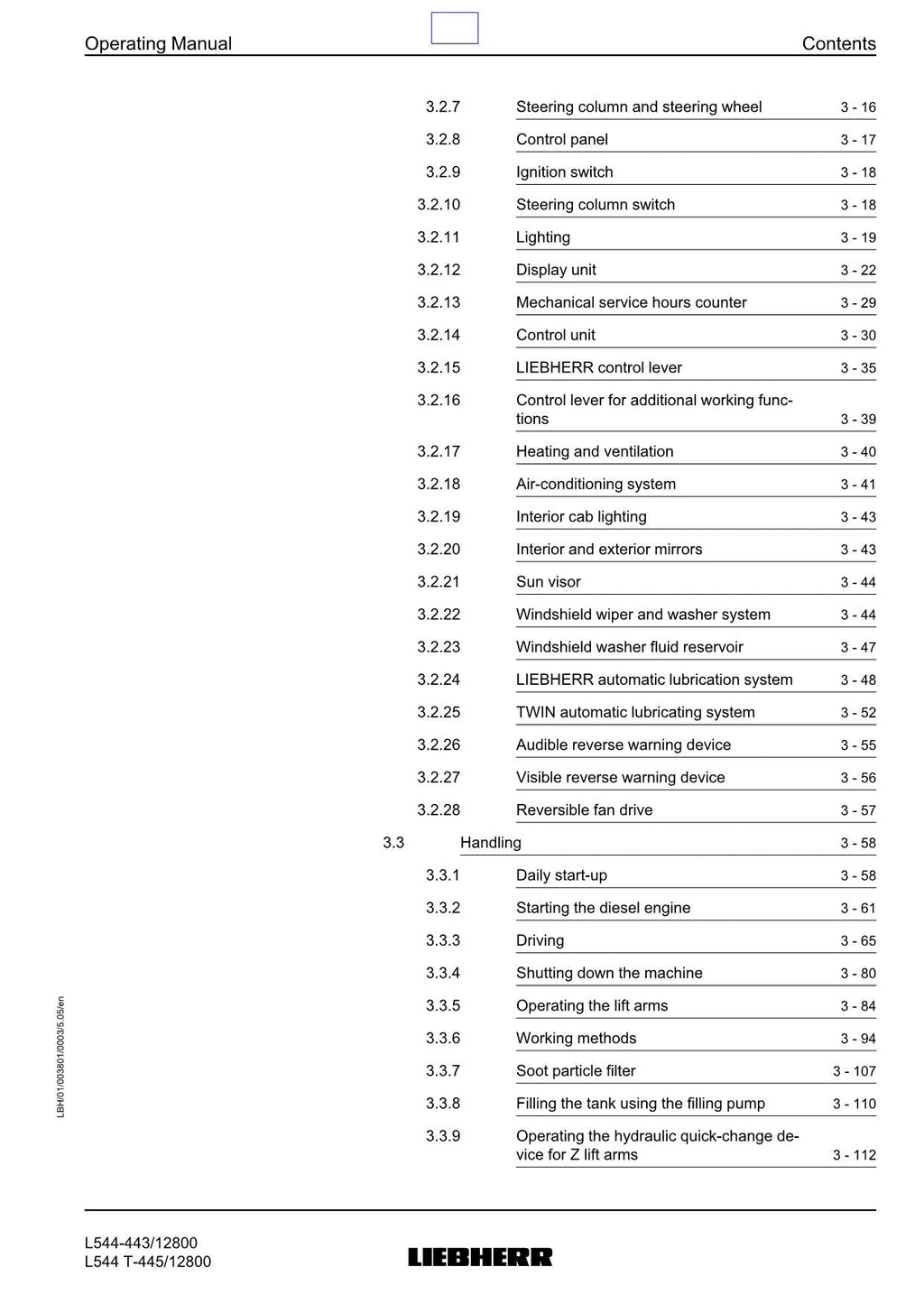 Liebherr L544 L544 T Wheel Loader Operators manual