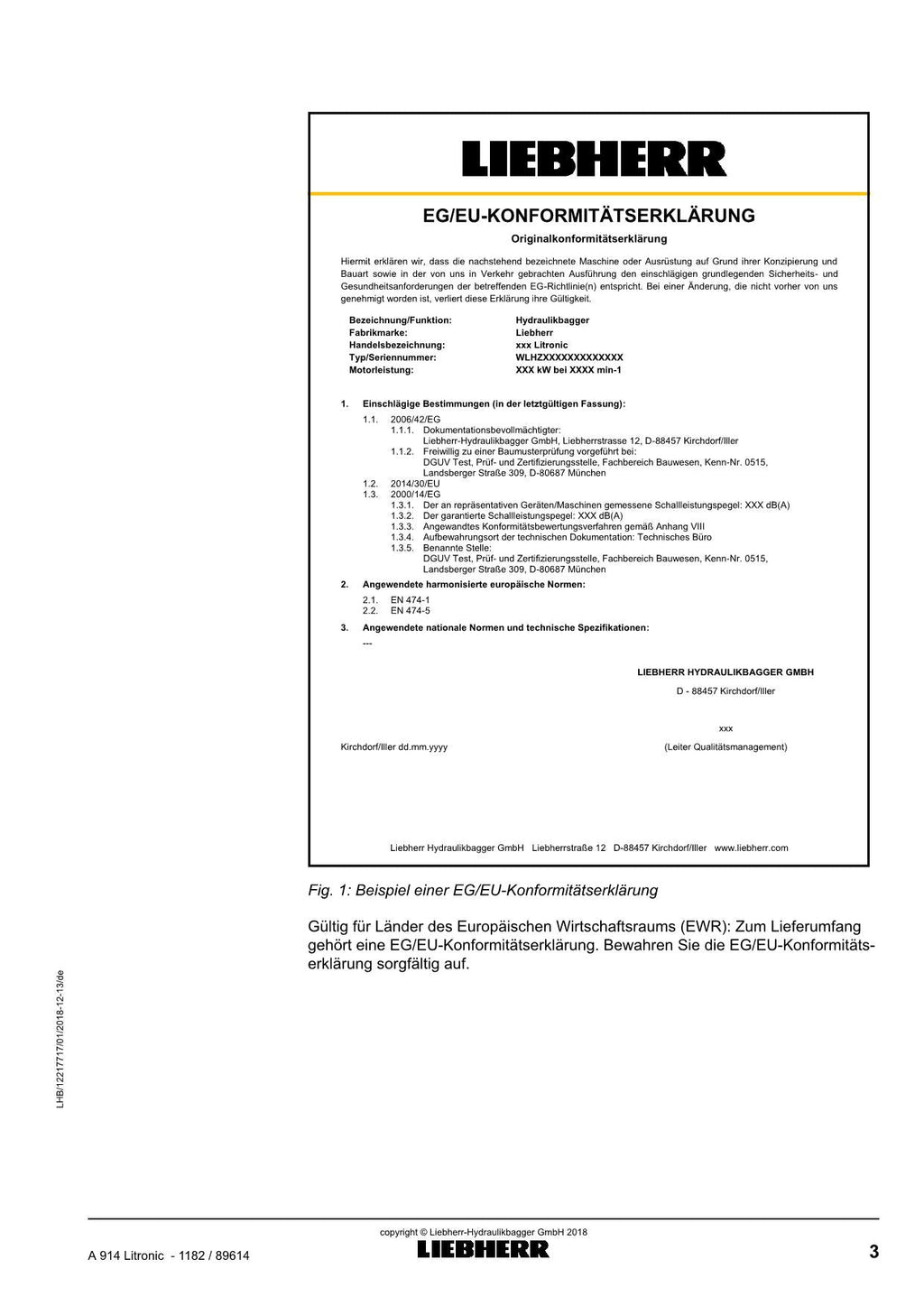 Liebherr A914 Litronic Mobilbagger Betriebsanleitung ser 89614