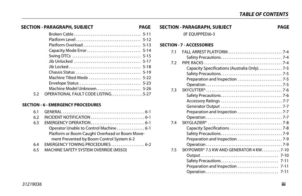 JLG 1500SJ Boom Lift Maintenance Operation Operators Manual 31219036