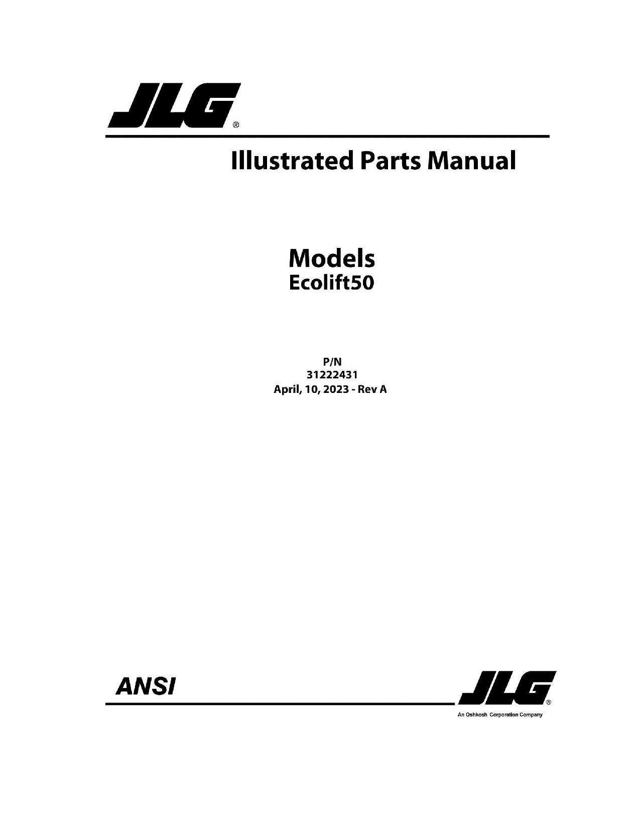 Manual del catálogo de piezas del mástil vertical JLG Ecolift 50
