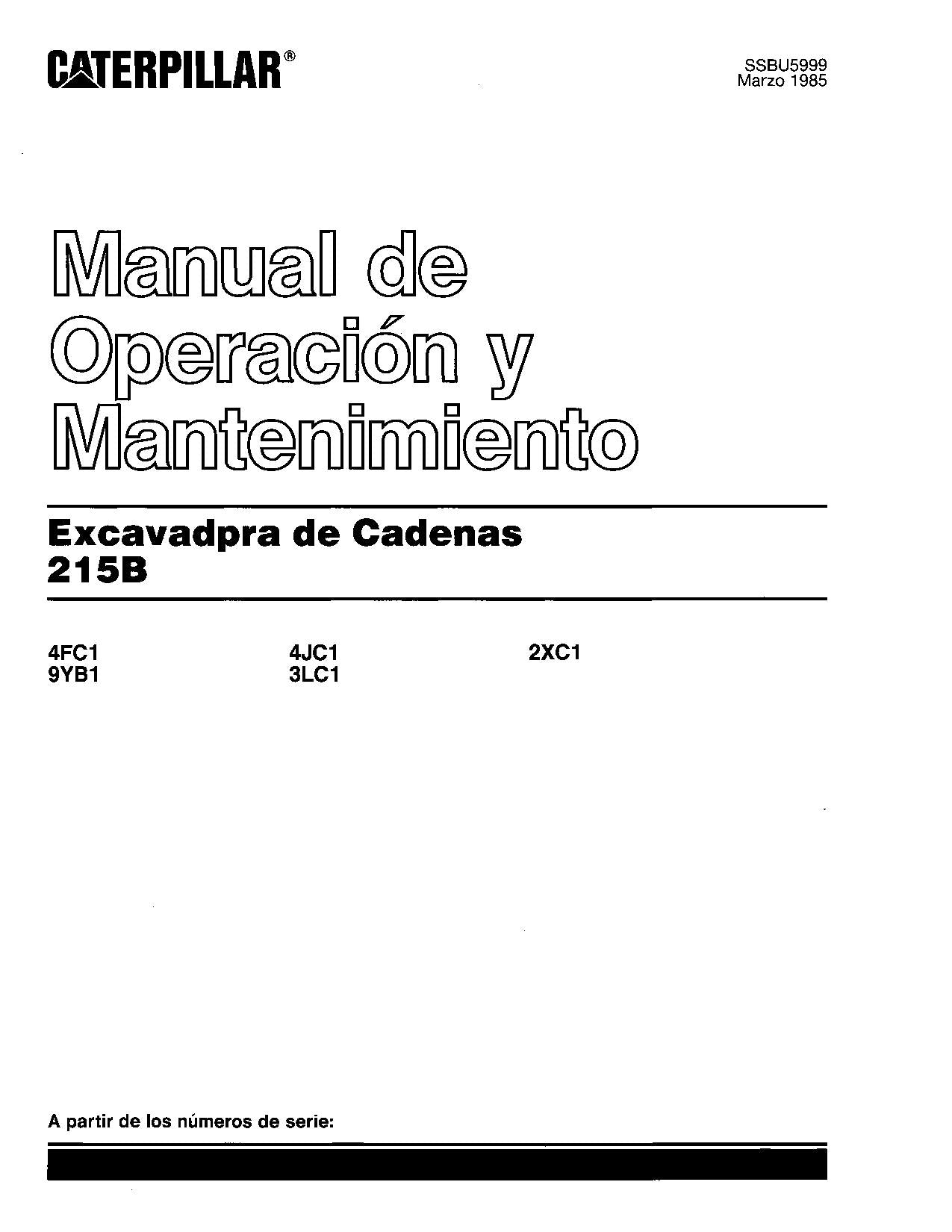 Caterpillar 215B Excavadora Manual de Operación y Mantenimiento Español