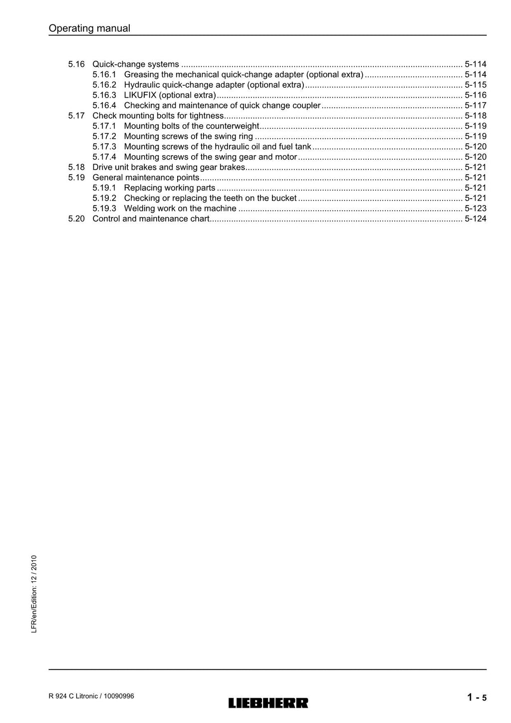 Liebherr R924 C Litronic Excavator Operators manual serial 26743