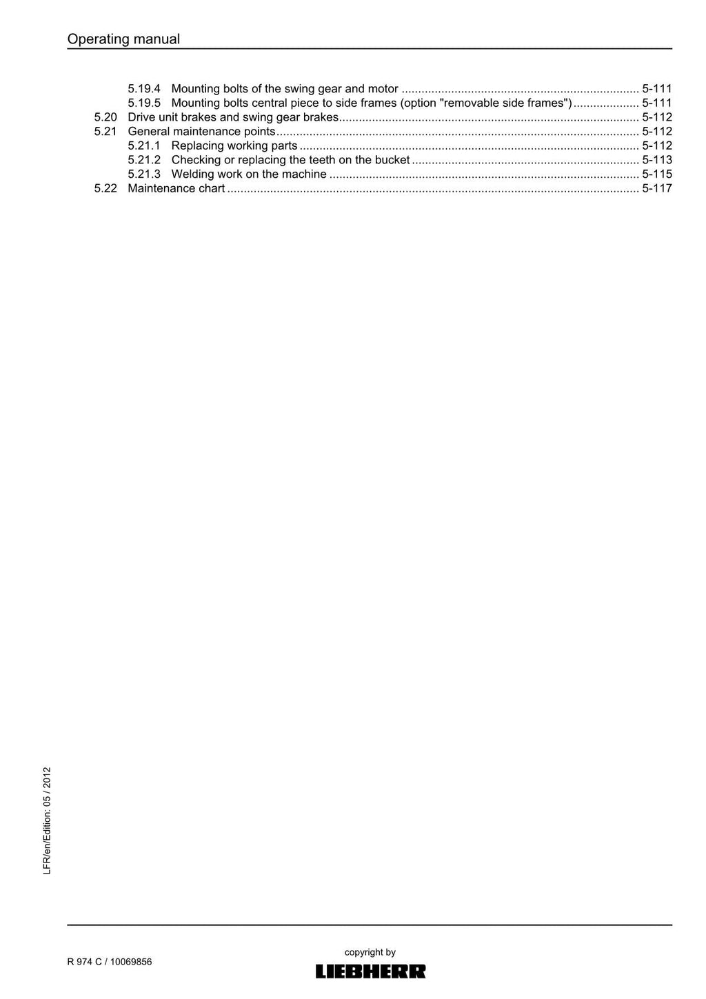 Liebherr R974 C Excavator Operators manual