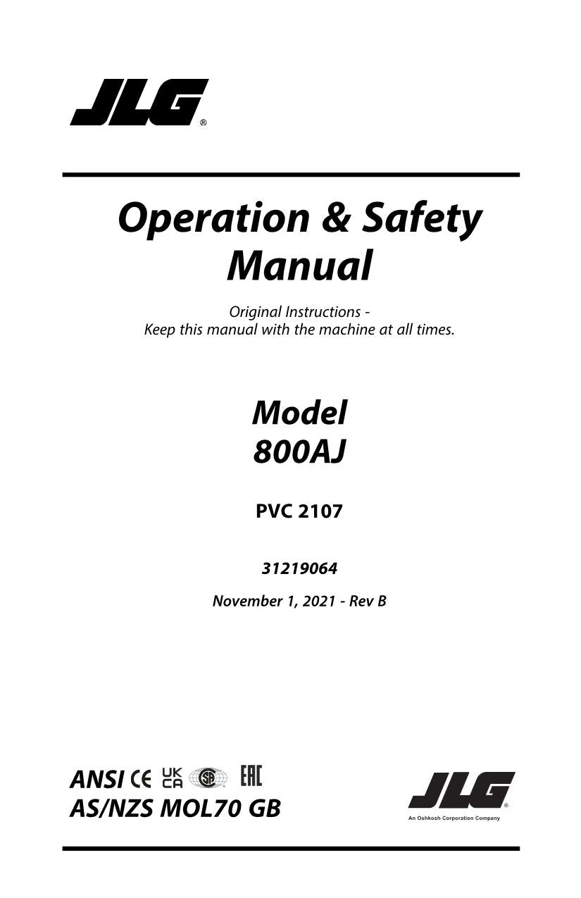 Manual del operador de mantenimiento y operación del elevador de pluma JLG 800AJ 31219064