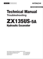 HITACHI ZX135US-5A Excavator Troubleshooting +Schematic Technical Manual