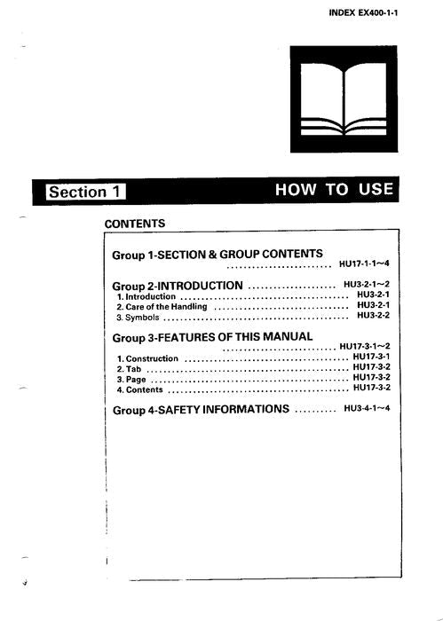 HITACHI EX400 EX400LC EX400H EX400LCH EXCAVATOR SERVICE MANUAL