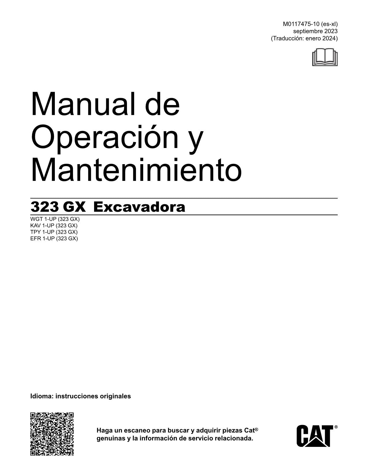 Caterpillar 323 GX Excavadora Manual de Operación y Mantenimiento Español
