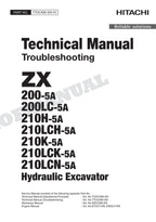 HITACHI ZX210LCH-5A ZX210K-5A Excavator Service Manual Troubleshooting