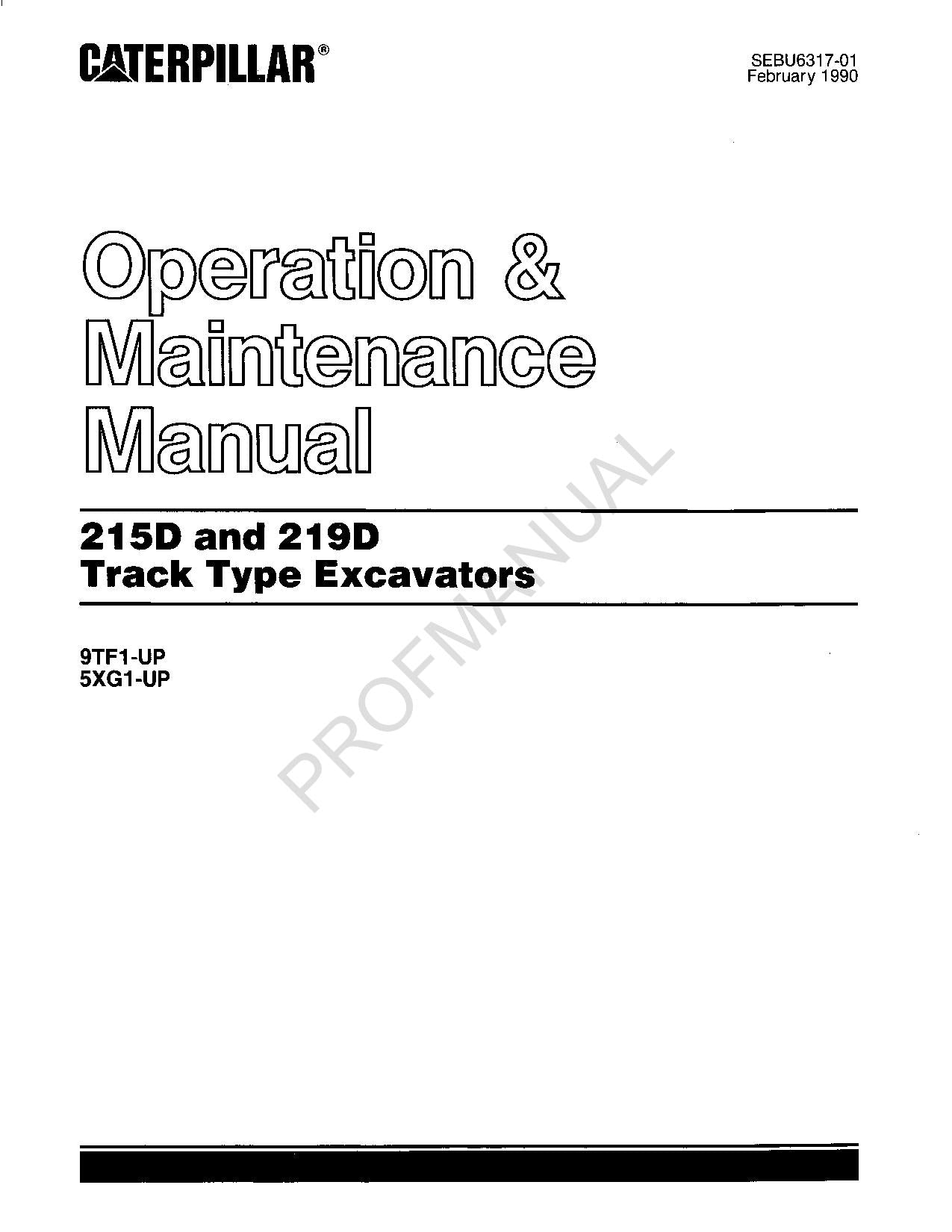 Manual de mantenimiento del operador de excavadoras de cadenas Caterpillar 215D 219D
