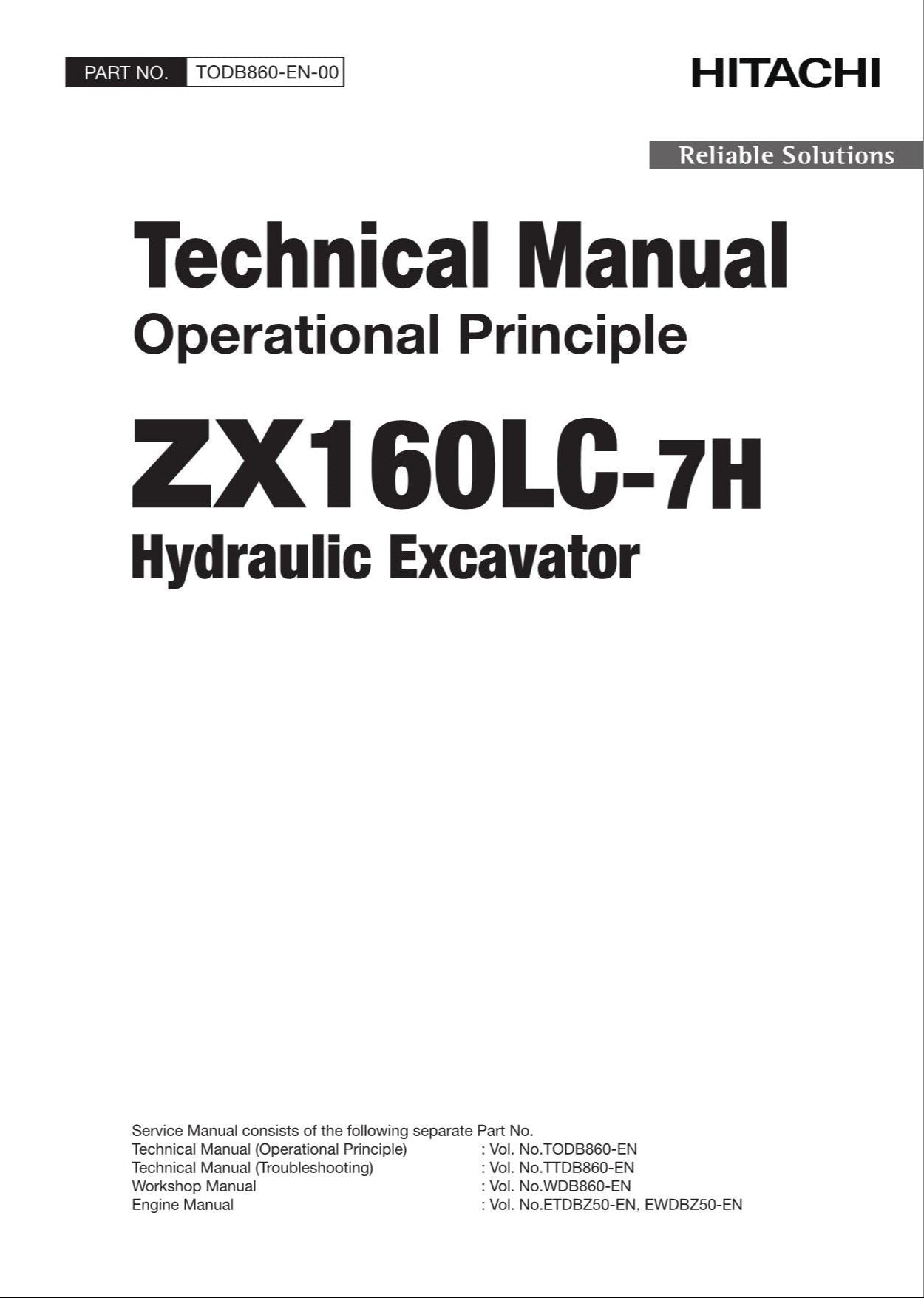 HITACHI ZAXIS ZX160LC-7H Excavator Operational Principle Technical Manual