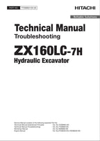HITACHI ZX160LC-7H Excavator Troubleshooting +Schematic Technical Manual