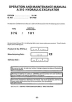 Liebherr A310 Excavator  Operators manual