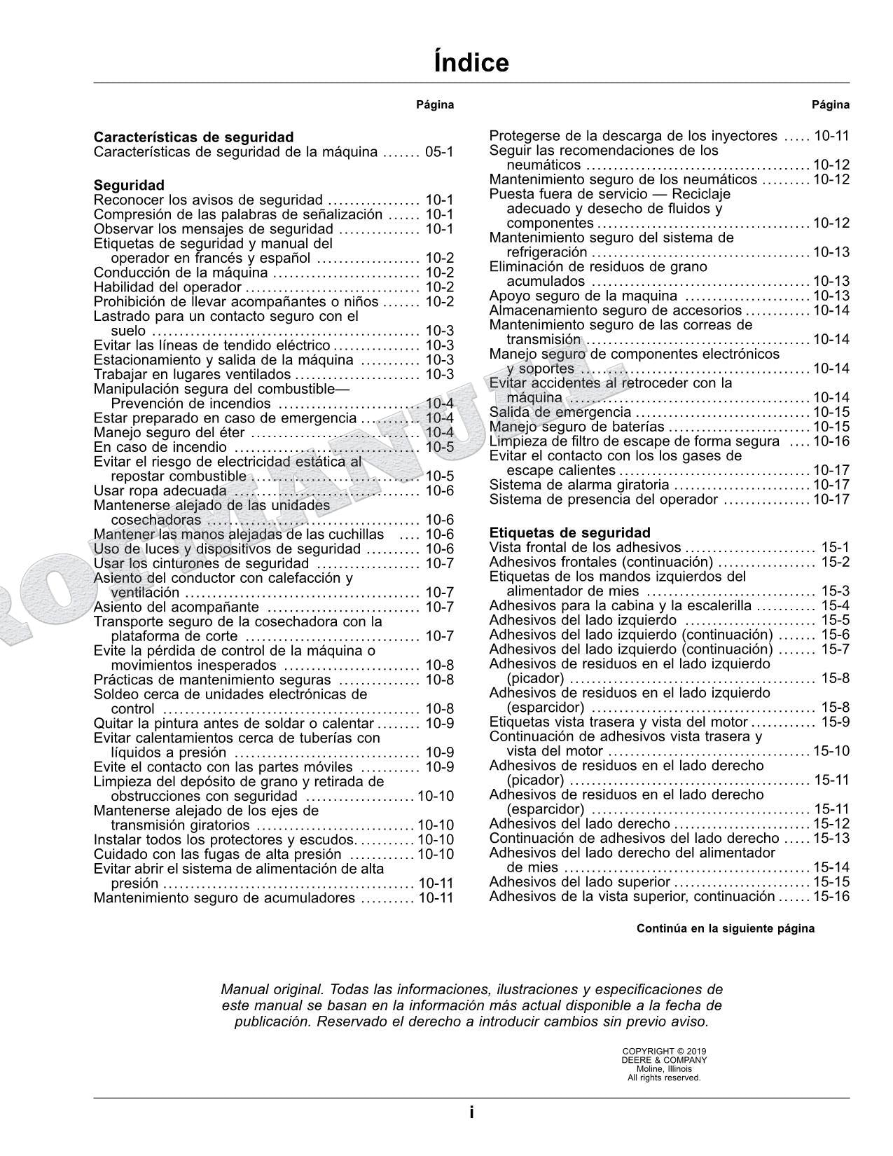 John Deere S760 S770 S780 S790 COMBINAR Manual del Operador Español SN 810001 -