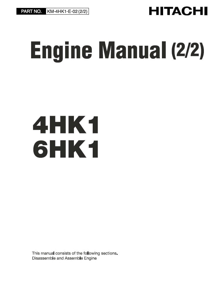 Hitachi 4HK1 6HK1 2-2 Engine Service manual