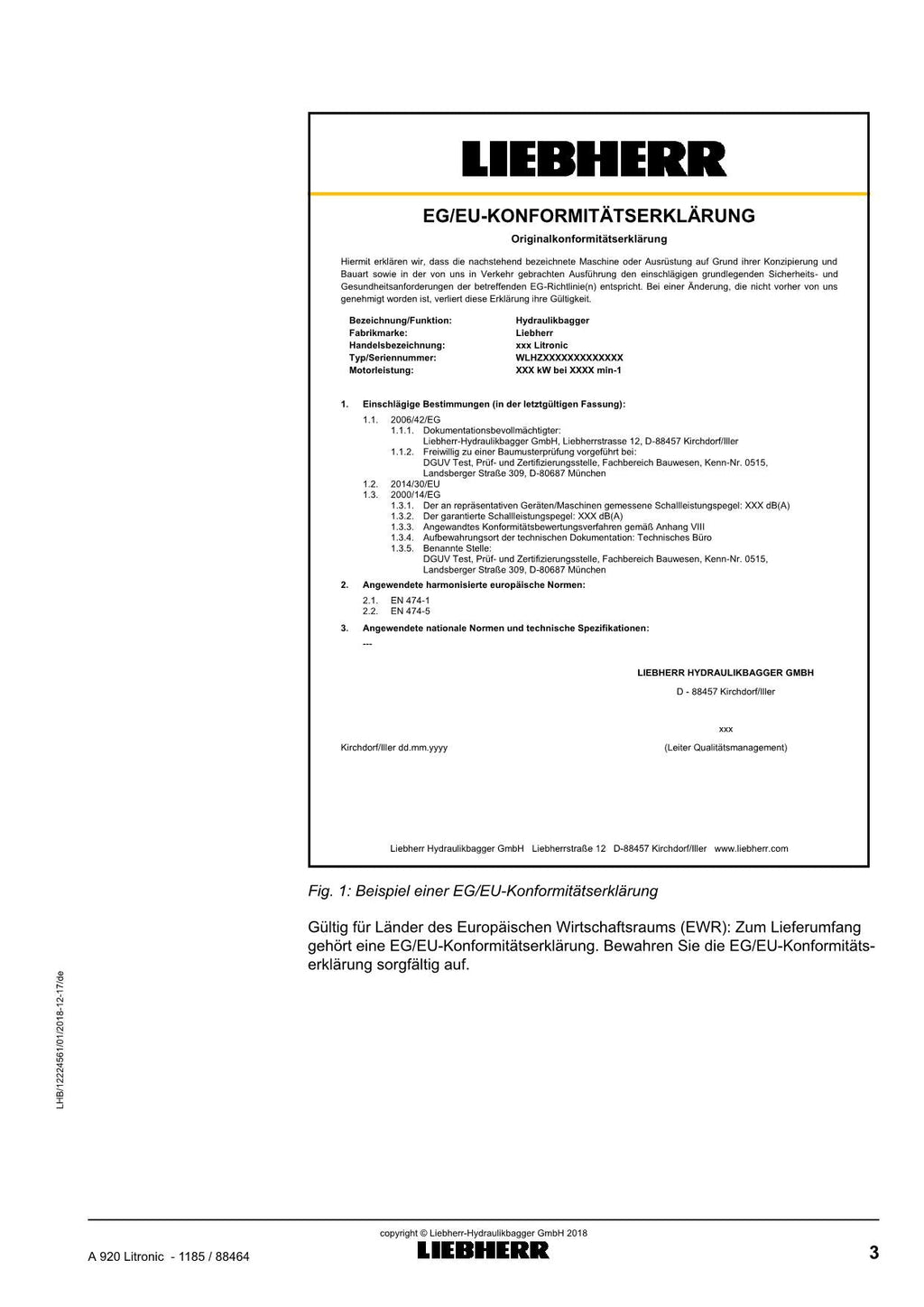 Liebherr A920 Litronic Mobilbagger Betriebsanleitung ser 88464