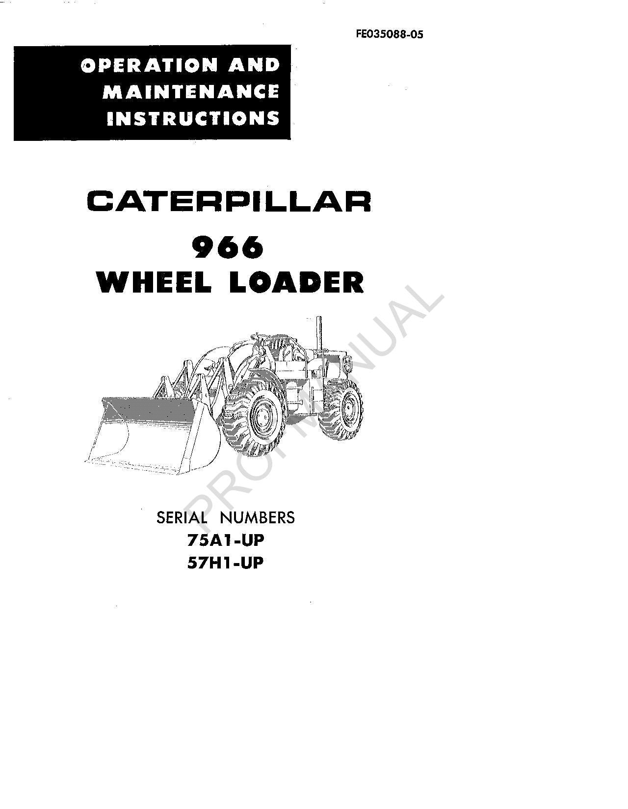 Caterpillar 966 Wheel Loader Operators Maintenance Manual