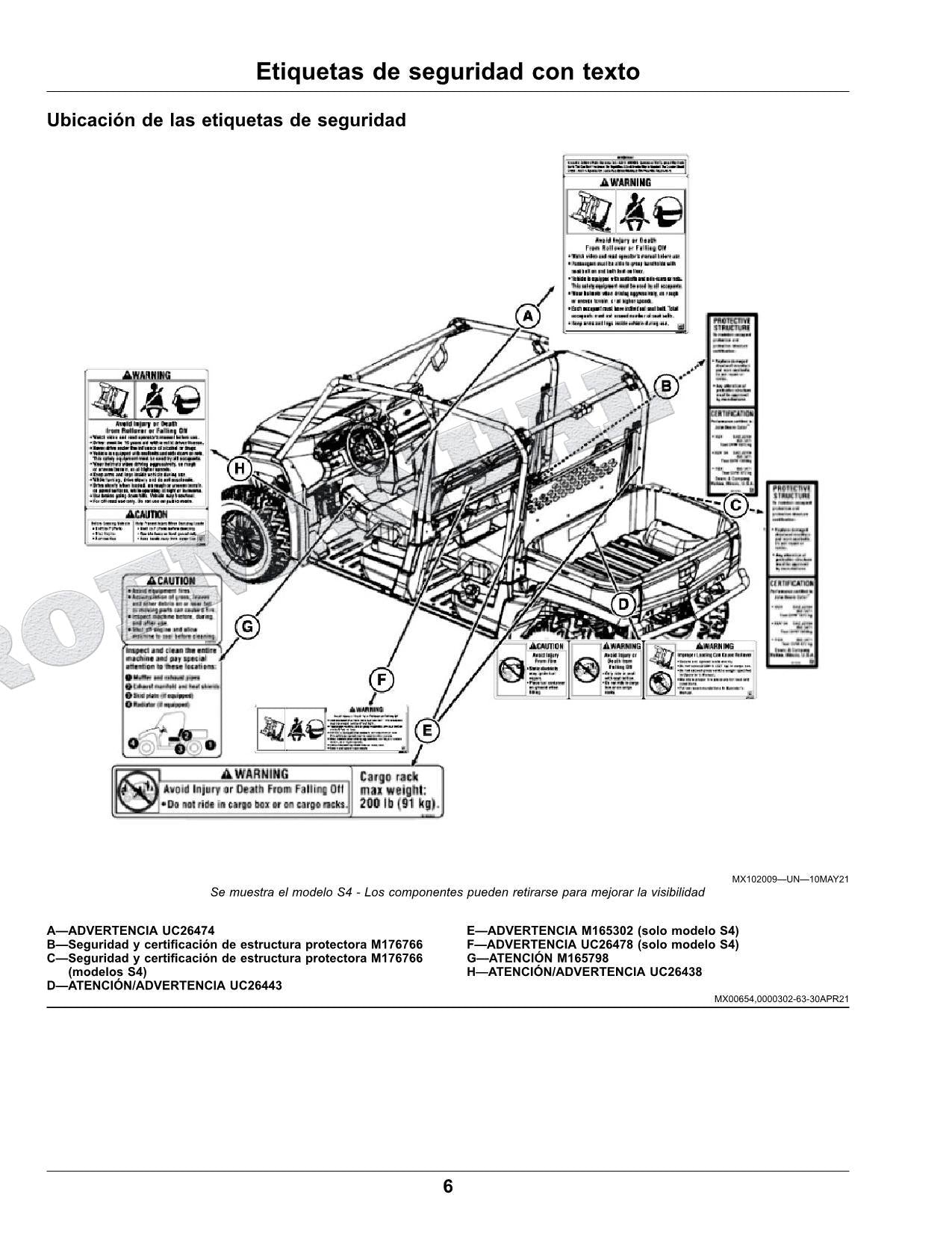 John Deere XUV 560E S4 XUV 560E cocodrilo Manual del Operador Español SN 050001-