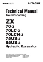HITACHI ZX70-3 ZX70LC-3 Excavator Troubleshooting +Schematic Technical Manual