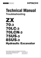HITACHI ZX70LCN-3 ZX75US-3 Excavator Troubleshooting +Schematic Technical Manual