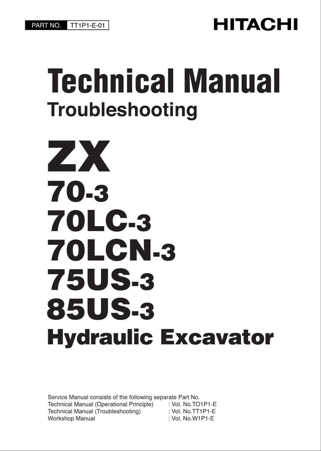 HITACHI ZX85US-3 Excavator Troubleshooting +Schematic Technical Manual