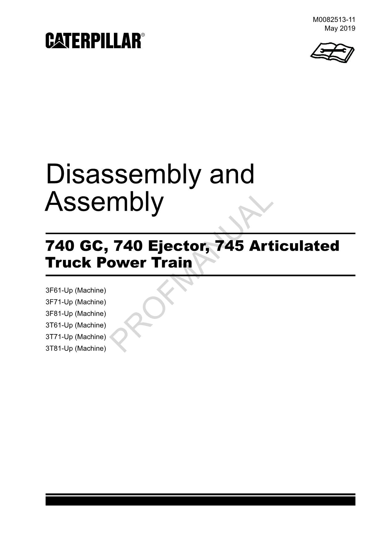 Caterpillar 740 GC 740 Ejector 745 Truck Power Train Disass Assem Service Manual